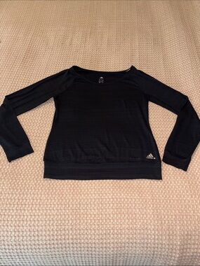 adidas Black Ribbed Long Sleeve Performance Top